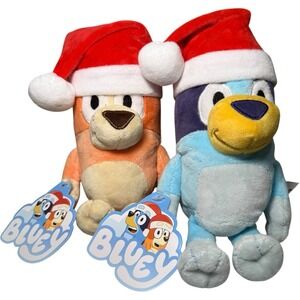 Bluey Christmas Blue Bingo Santa Hats Holiday Plush 7"
